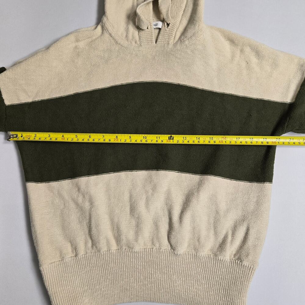 Madewell Clairview Hoodie Sweater, Cream/Olive Green, Cotton, Size XXS - Picture 6 of 10